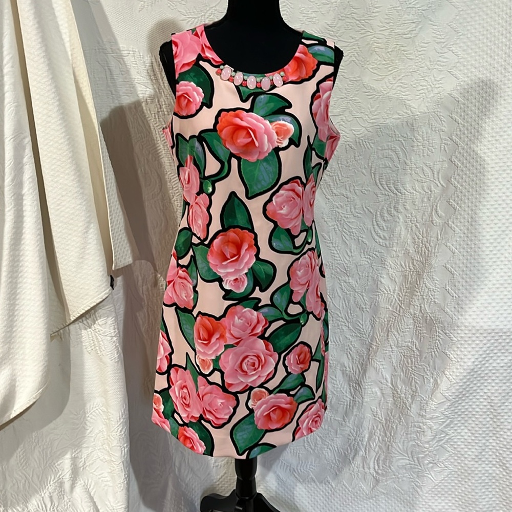 Taylor Pink and Green Floral Mini Dress